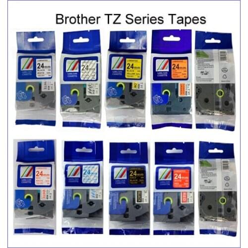 5PK mix colors ptouch 24mm tz label tape tze 155 tze355 tze455 tze 555 tze755 P-touch printer ribbon label maker