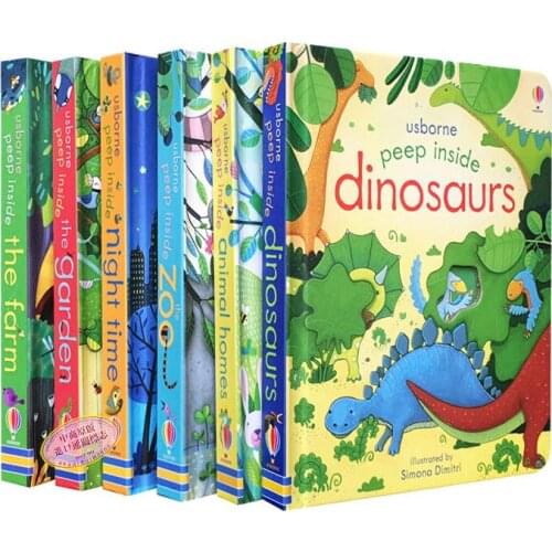 6 Pcs Usborne Peep Inside The Zoo Animal English Educational 3D Flap Picture Books Baby Children Reading Book for child Gifts