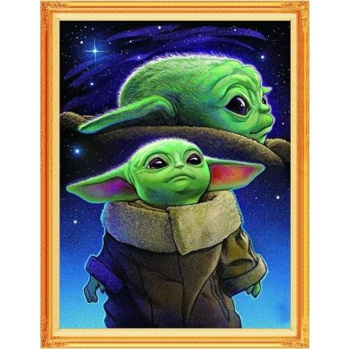 2021 New Baby Yoda Grogu Full Round Diamond Drawing Diamond Embroidery Mandalorian 5D DIY Diamond Setting Home Decoration Gifts