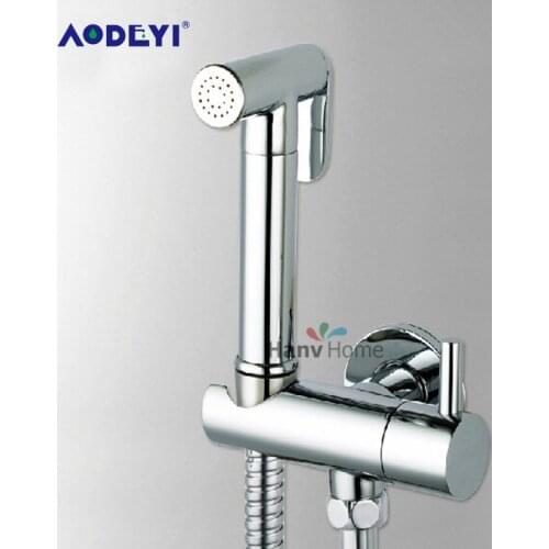 AODEYI Brass Toliet Hand Held Bidet Spray Shower Set Shattaf Sprayer Douche Kit Jet Wall Bracket With Shut-Off Valve 1.2m Hose