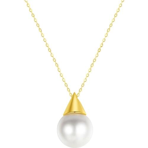 MetJakt 18K Gold Freshwater Pearl Clavicle Chain Elegant Gorgeous Womens Necklace