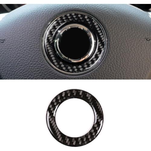 For VW Golf 6 7 MK6 MK7 Jetta MK5 Passat B6 B7 Polo Touareg Skoda Octavia Fabia Car Carbon Fiber Steering Wheel Logo Cover Trim