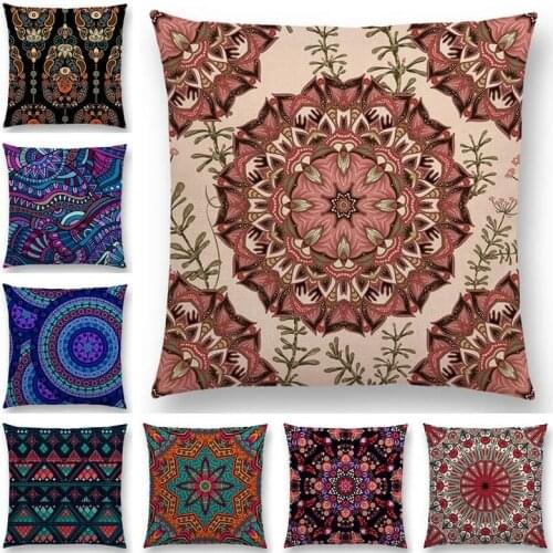 African Animal Symbol Block Pillow Case Boho Geometric Floral Pattern Paisley Mandela Flowers Cushion Cover kussenhoes подушка