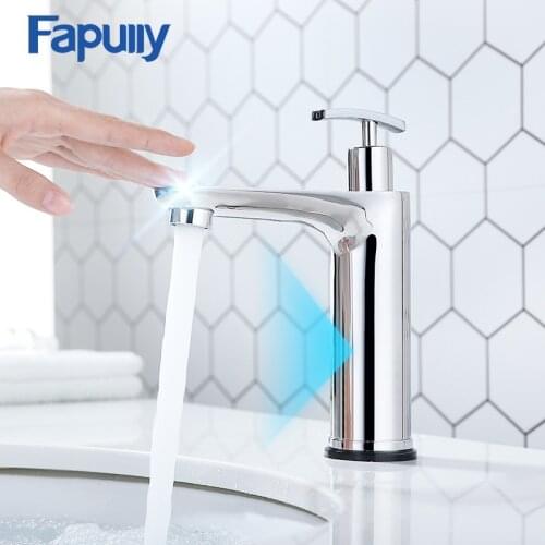 Fapully Touch Control Basin Faucet Mirror Sink Tap Smart Touch Sensor Sensitive Tap Bathroom Faucet With Soap Dispenser CP1056