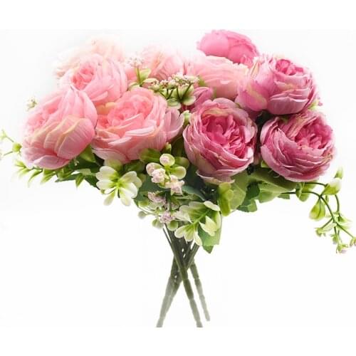 1 Bundle Artificial Peony Bouquet Home Decor Wedding Bonsai Diy Christmas Indoor Furnishings Scrapbooking for Flower Arrangement