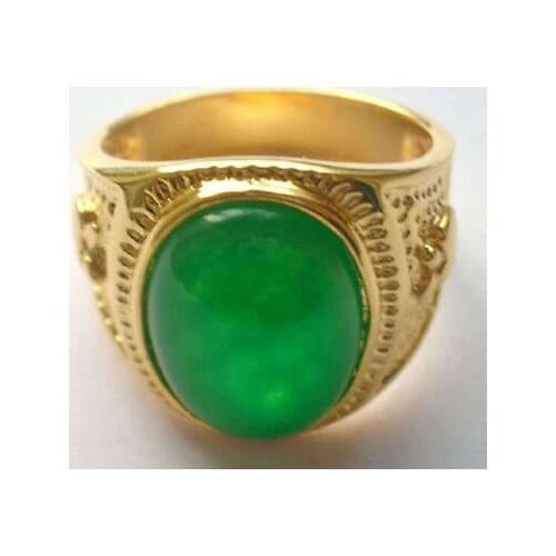 Fine Jewelry GP green Natural Jade mens ring(8,9,10,11,)