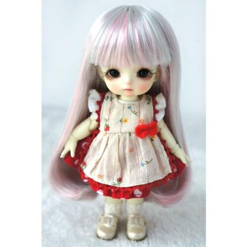 JD319B 5-6inch 13-15CM Long Straight with curls tails full Bangs Synthetic mohair 1/8 Lati Yellow BJD doll wigs