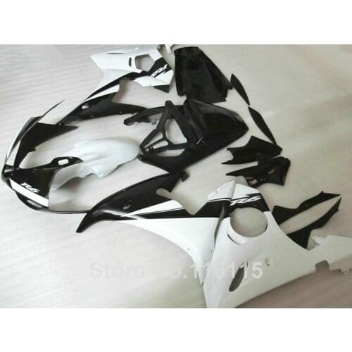 Lowest price ABS fairing kit for YAMAHA R6 2003 2004 2005 black white YZF R6 03 04 05 plastic fairings set #193