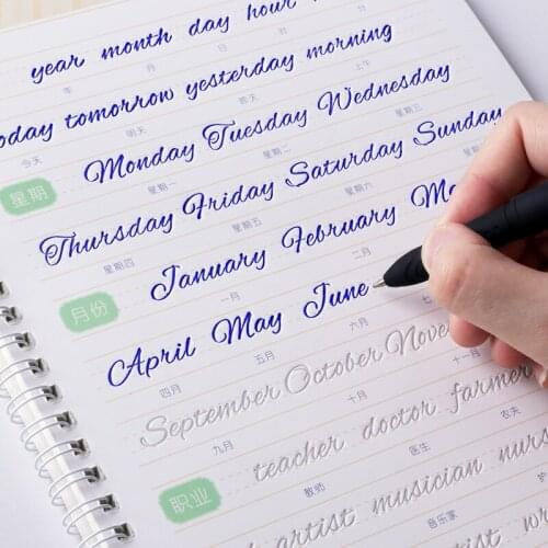 Circular English Alphabet Word Letters Round Hand Writing Auto Dry Repeat Practice Copybook Liu Pin Tang 3D Groove Exercise Book