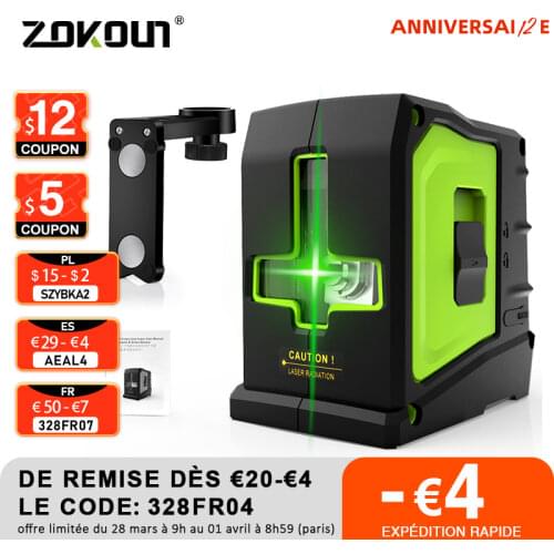 ZOKOUN 2 Lines Green Beam Laser Level Vertical Horizontal Cross-Line Self Levelling Laser Leveler With Magnetic Wall Bracket