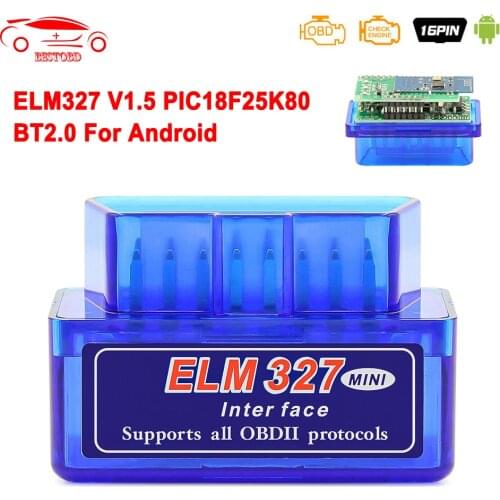 Mini ELM 327 V1.5 Bluetooth For Android ELM327 1.5 PIC18F25K80 obd2 Scanner OBD 2 OBD2 Car Diagnostic Auto Tool ODB2 Code Reader