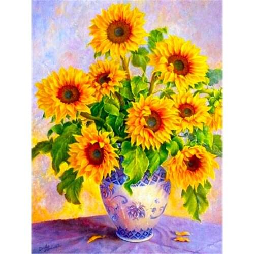 Sunflowers Flower DIY 11CT Cross Stitch Embroidery Kits Craft Needlework Set Printed Canvas Cotton Thread Home Sell