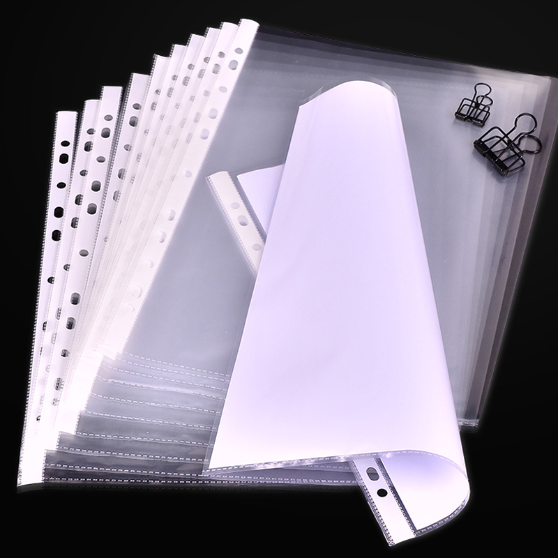 100pcs A4 Transparent Plastic 11 Hole Pocket Folder Portable File Protective Cover Document Organizer Document Case File Folder