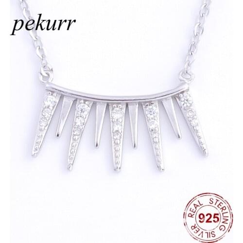 Pekurr 925 Sterling Silver Girls Necklaces Pandents For Women Snowflake Cubic Zircon Ice Geometric Shape Silver Chain Gift