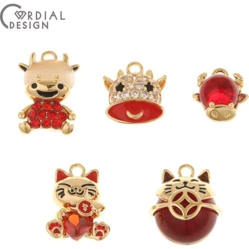 Cordial Design 30Pcs Jewelry Accessories/CZ Charms/Animal Shapes/DIY Pendant/Genuine Gold Plating/Earrings Findings & Components