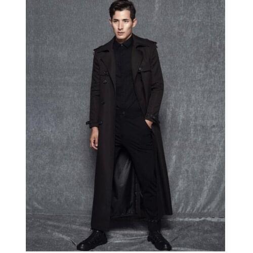 Autumn And Winter Trench Men New Over The Knee Lengthening Loose Large Size Trend Long Windbreaker Mens Super Long Coat