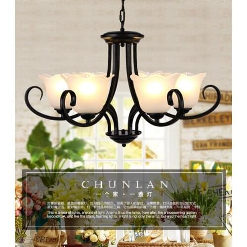 X American Village Iron Curtain European Living Room Restaurant Light Industrial Wind wrought iron glass Chandelier LED