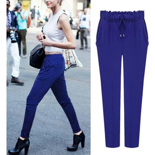 Women Harem Pants 2021 Plus size 6XL Elastic Waist Leisure Ankle Length Solid Color Trousers Kpop Pants Female 2 Color Hot Sale