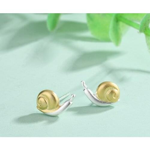 VENTFILLE 925 Sterling Silver Japanese Cartoon Cute Snail Mushroom Female Small Fresh Temperament Simple Ins Net Red Earrings