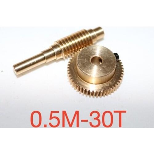 0.5M-30T 1:30 worm rod and worm gear wheel Reduction ratio motor essential combination-Outer Diameter:21.5mm Hole:4mm