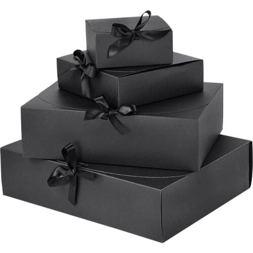 1Pc Black Paperboard Box DIY Wedding Gift Box for Guests Small Business 31/27/16cm Event Party Christmas Candy Packaging Boxes