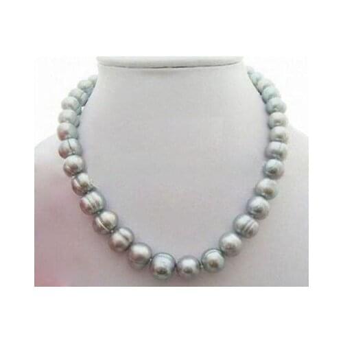 18" 9-10MM SOUTH SEA NATURAL Gray PEARL NECKLACE 14K GOLD CLASP