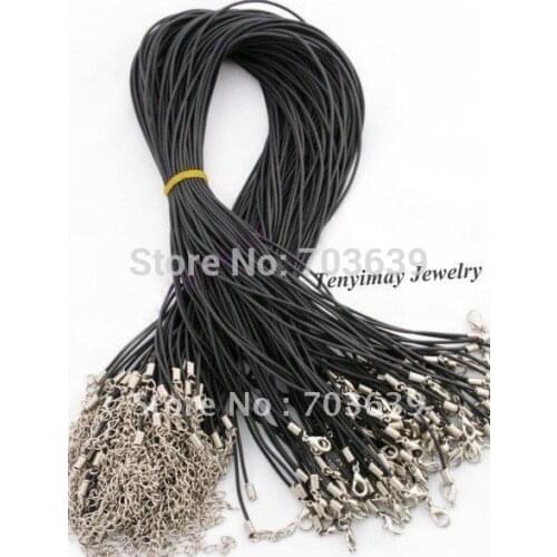 18" wholesale rubber necklace cords, 1.5mm black rubber necklace cords, lobster clasp 100pcs/lot free ship