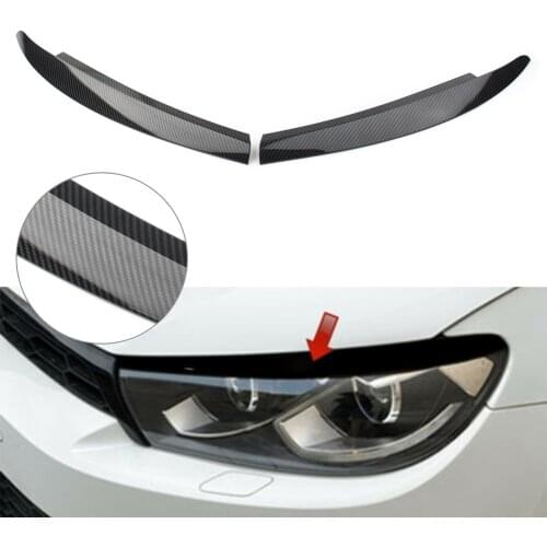 2Pcs Car Head Light Lamp Eyebrow Eyelid Cover Trim For VW Scirocco 2009 2010 2011 2012 2013 2014 2015 2016 2017 Carbon Fiber ABS