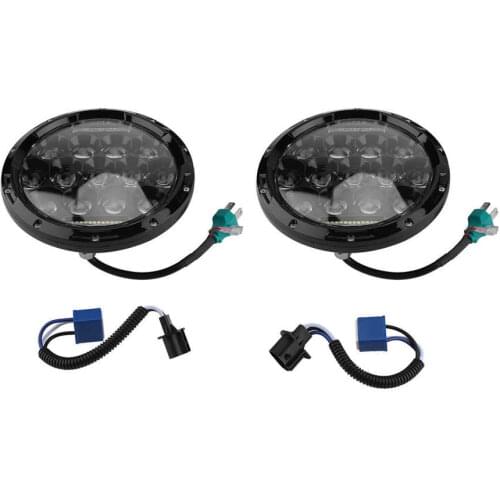2Pcs Led Headlight 7inch 75W Round High Low Beam DC 12v 24v Lights Headlamp For Jeep Wrangler