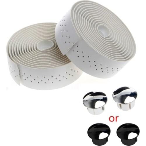 2x Bike Cycling Road Bike Sports Handlebar Tape Faux Leather Wrap +2 Bar Plug X3UA