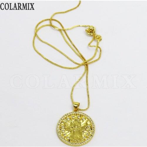 8 Pcs Zircon Jesus Style Pendant necklace jewelry accessories Necklace ROund pendant Jewelry Necklace New design 51626