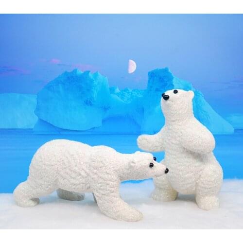 White miniature Christmas polar bear figurine fairy tale garden miniature flower miniature snow landscape DIY cute kid toy