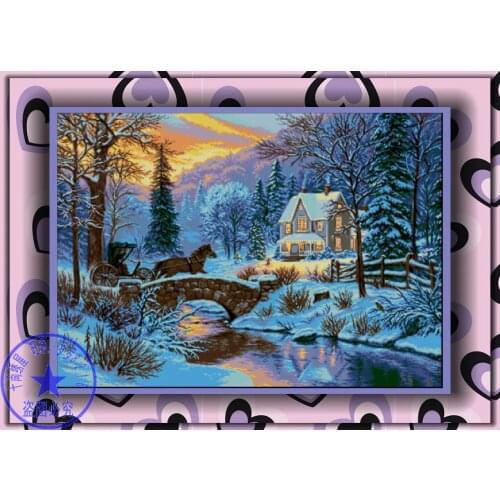 Free delivery Top Quality popular counted cross stitch kit christmas eve carriage coach wagon come home snow