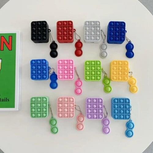 Relive Stress PopColorful Fidget Toys Push It Bubble Soft Silicone Earphone Protection Cover Case For Apple Airpods 1 2 Pro