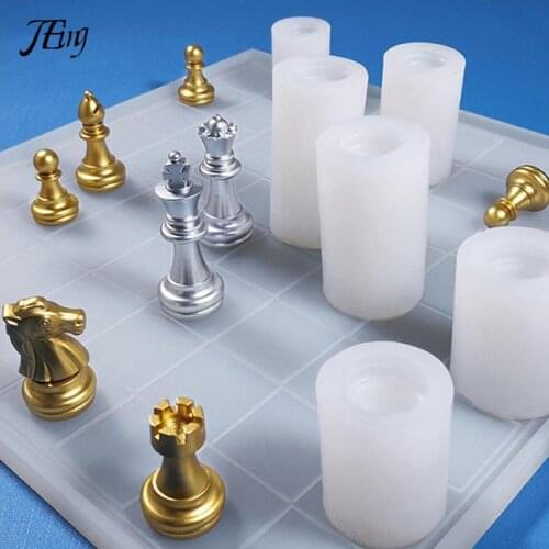 Chess Mold Set 3D UV Epoxy Resin Mold International Chess Mold Chess Board Silicone Mold For Game Mold Making Handmade DIY