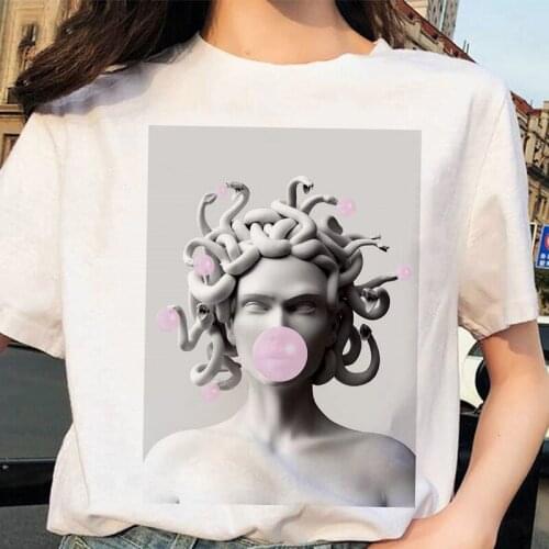 FIXSYS Summer New Fashion T Shirt Women Medusa Print Harajuku Tshirt Aesthetic T-shirt Girls Tops