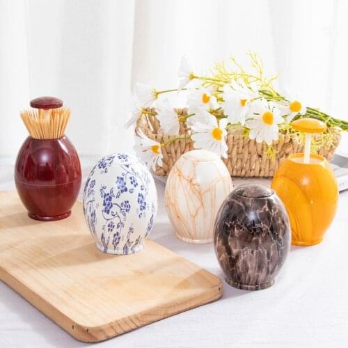 Marble Texture Toothpick Box European Fashion Creative Hand Pressure Toothpick Bucket Desktop Toothpick Holder Cotton Swab Box