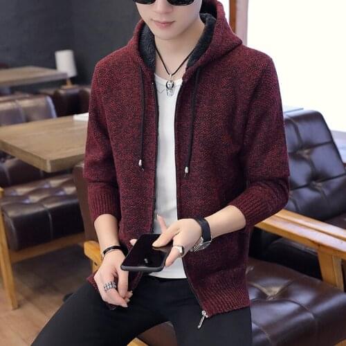 Men New Autumn Thick Casual Cotton Hat Sweater Cardigan Men Winter Fashion Knitwear Outwear Warm Sweater Jumper Coat Men KK3090