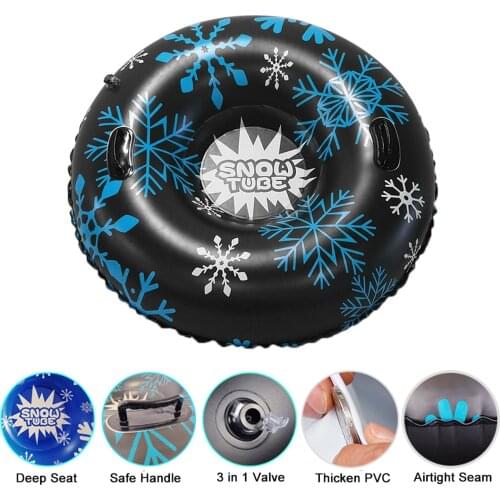 Inflatable Snow Tube Deep Seat Safe Handle Airtight Seam PVC Snow Tube Skiing Accessory Sleds Ring