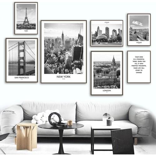 Golden Gate Bridge Eiffel Tower New York Wall Art Canvas Painting Nordic Posters And Prints Wall Pictures For Living Room Decor