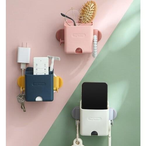 Wall-Mounted Storage Box Mobile Phone Holder Room Organizer Household Items Multifunctional Remote Controlstorage Container