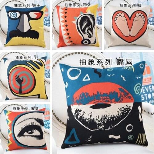 RUBYLOVE Abstract Series Five-sense Sofa Pillow Cover Cartoon Pillow Office Truck Backrest Home Decor