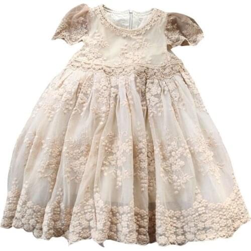 2020 new girl baby summer Kids lace 3D Flowers embroidery tutu dress children party birthday splice dresses clothing