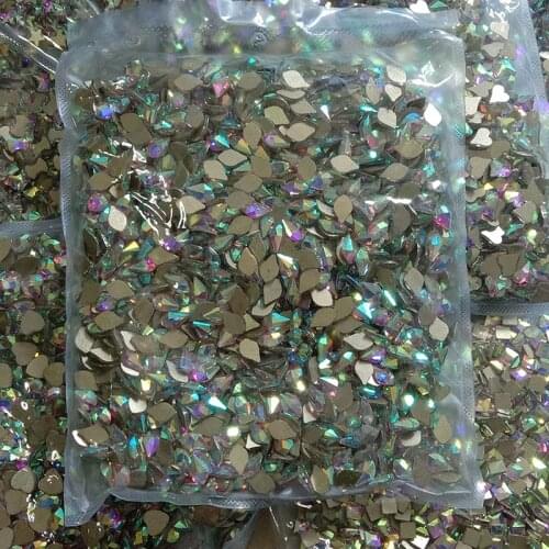Wholesale Nail Art Rhinestones Crystals Glass AB Clear Flat Back 5*8 Rugby Stones For 3D Nails Decoration Accessories tool