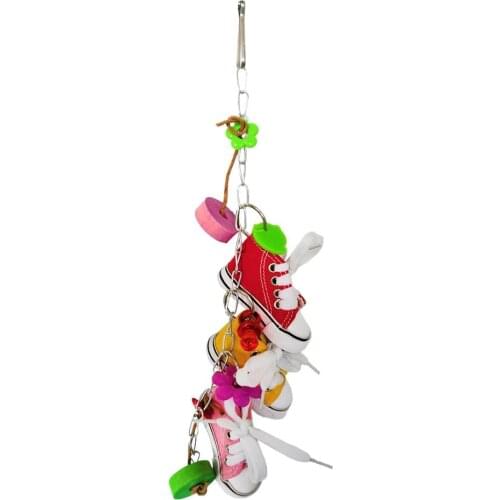 Mini Flower Pacifier Canvas Shoes Sneakers Relieve Boredom Parrot Climbing and Gnawing Toys Bird Building Blocks Bite Strings