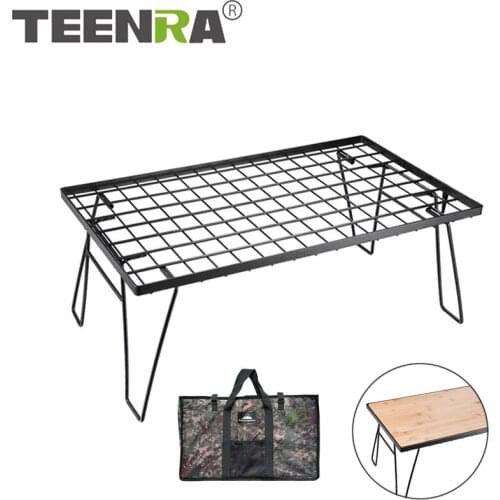 TEENRA Portable Foldable Table Outdoor Picnic Table Ultra-light BBQ Table Camping Storage Rack Durable Desk For