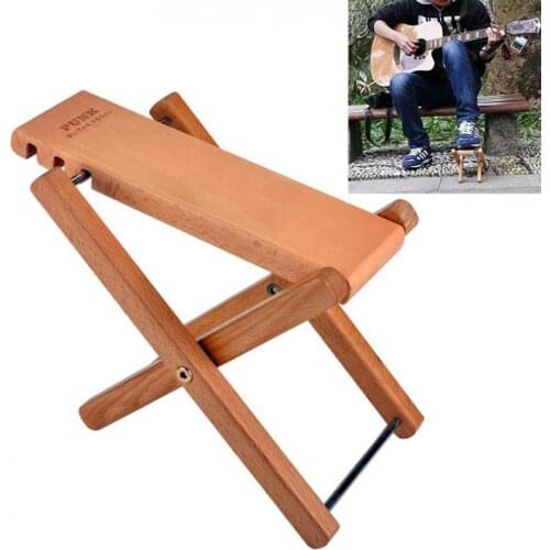 Guitar Footstool Solid Wood Folding Guitar Pedal Footstool with 3 Levels Height Adjustable Stand Footboard