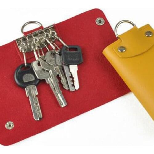 PU Keychain Men Women Solid Keyrings Wallet Covered Hasp Fashion Keys Wallets Organizer Holders Storage Bag Creative Gift