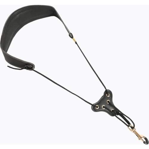 BATESMUSIC Saxophone Strap Leather Sax Neck Strap with Soft Thick Pad for Soprano Tenor Alto Sax and Clarinets Oboes