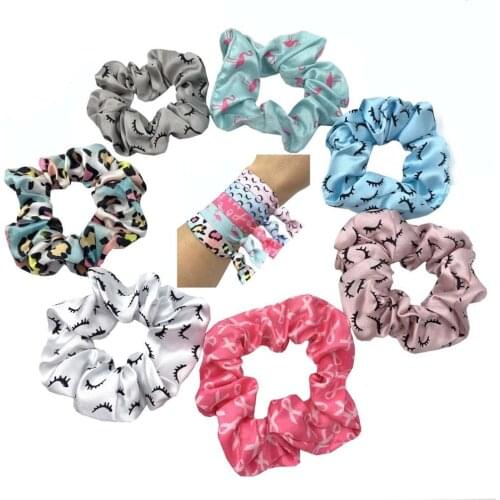 Flamingo Eyelash Hair Scrunchies and Hair Tie Stretchy Girls Ponytail Holder Elastic Band Hair Accessories 20pcs